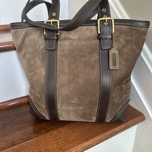 Coach Carly Taupe Suede Tote- VGUC